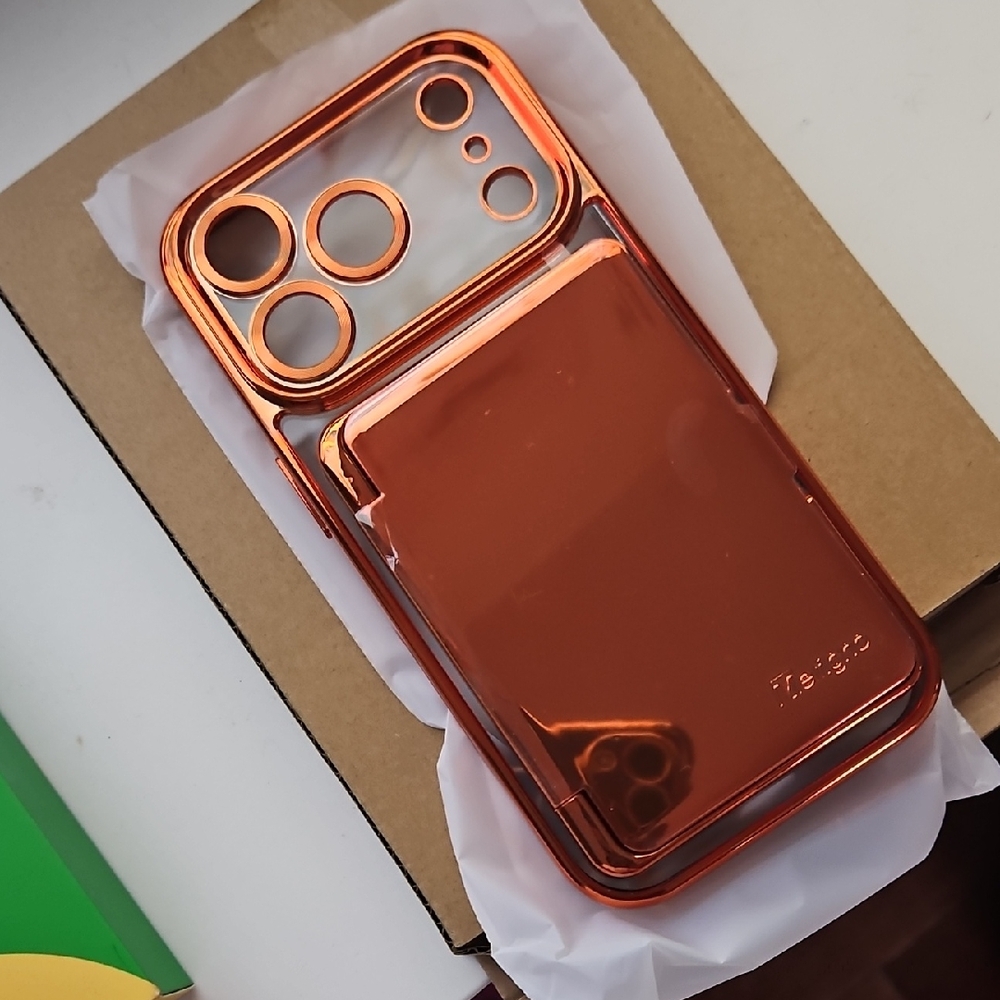 Metallic Orange Sliding Camera Cover Phone Case